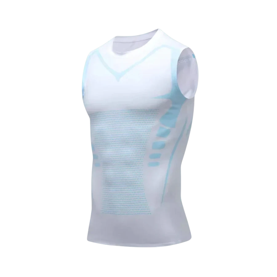 Débardeur de compression blanc WEST UNIT Karbon pour homme, conçu pour affiner la silhouette et améliorer la posture.