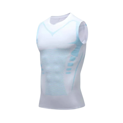 Débardeur de compression blanc WEST UNIT Karbon pour homme, conçu pour affiner la silhouette et améliorer la posture.